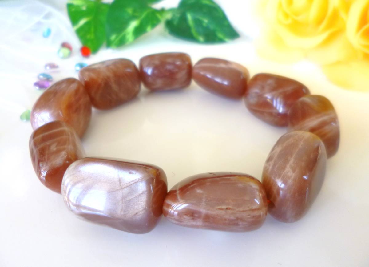 ☆1点もの☆月と太陽のパワー☆希望の光☆恋愛成就☆太陽のエネルギー☆ブラウンオレンジ☆ムーンストーン☆タンブル☆17cm☆68g☆拍卖