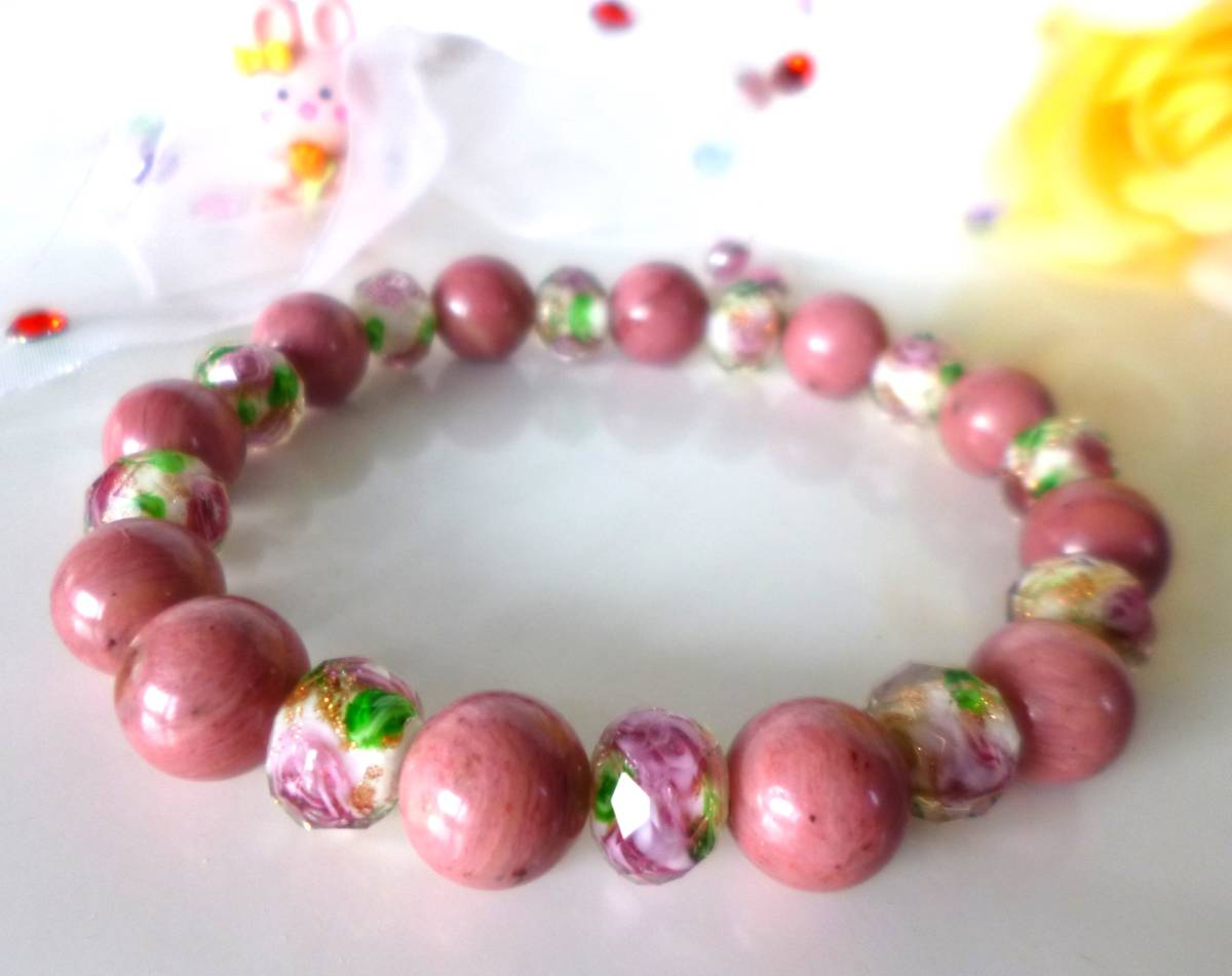 ☆縁結び☆恋愛☆結婚☆才能運☆未知のパワー☆高品質AAA☆ピーモンタイト☆シリシャスシスト☆可愛い薔薇とんぼ玉☆10mm☆17cm拍卖