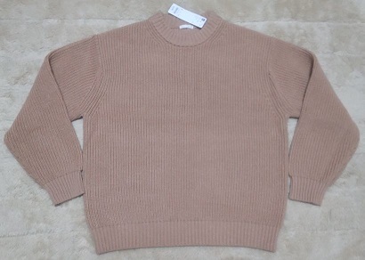 15【新品タグ付】*GU ジーユー ワイドフィット アゼセーター 長袖 オレンジ/ベージュ メンズ S シンプルデザイン ユニセックス 送料無料拍卖