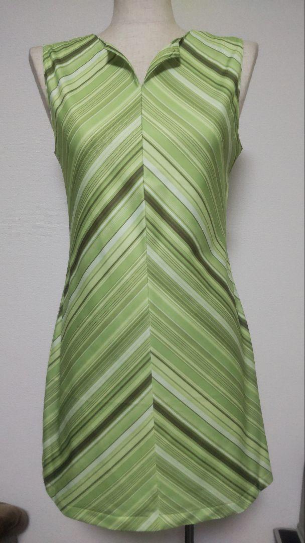 04【中古】*NOWHERE ノーウエア プルダウン ワンピース グリーン系 ミニ丈 レディース 送料無料拍卖