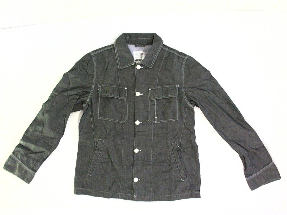 ☆タンブルポスト【TIMBLE POSTE】コットン シャンブレー ジャケット M グレー 灰色 黒 クリックポスト可拍卖