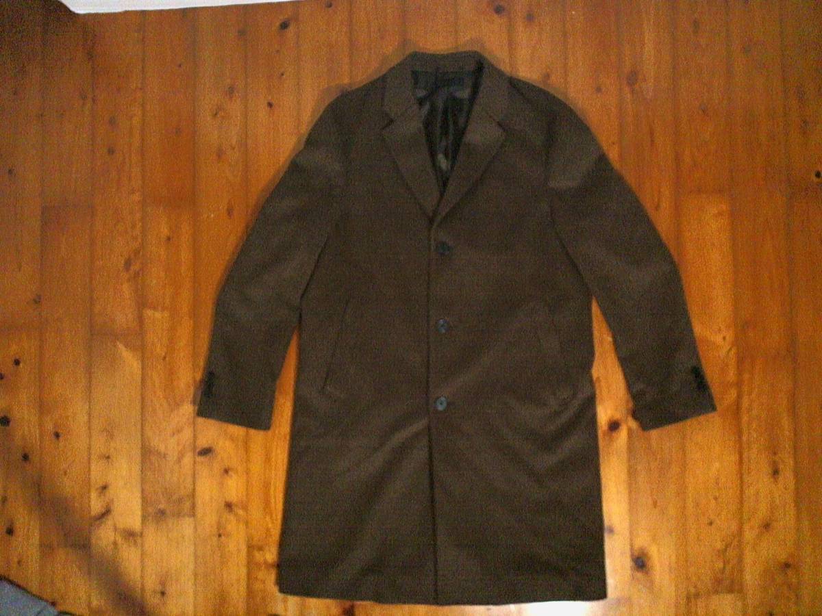 ☆微難有・美品☆ジーユー【gu】ウールカシミヤチェスターコート M こげ茶系 ガンクラブチェック拍卖