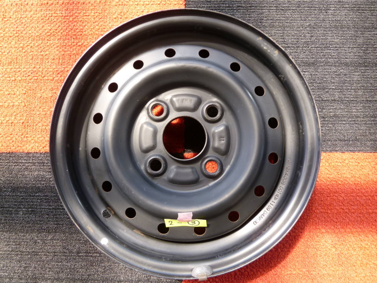★2-③★鉄チン スチールホイール 12インチ×4.00B +35(手測り) PCD100 4穴 ハブ径約54㎜ 【刻印 AK 有り】1本のみ 中古品拍卖