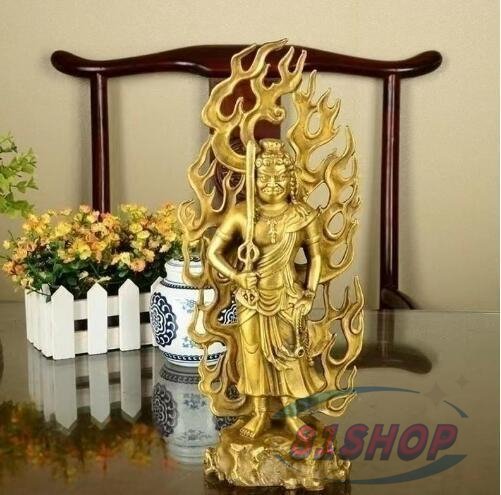 「81SHOP」仏教美術 不動明王 銅製 十二支守り本尊・黄銅色 開運出世 開運厄除 災難除去・総高28cm拍卖