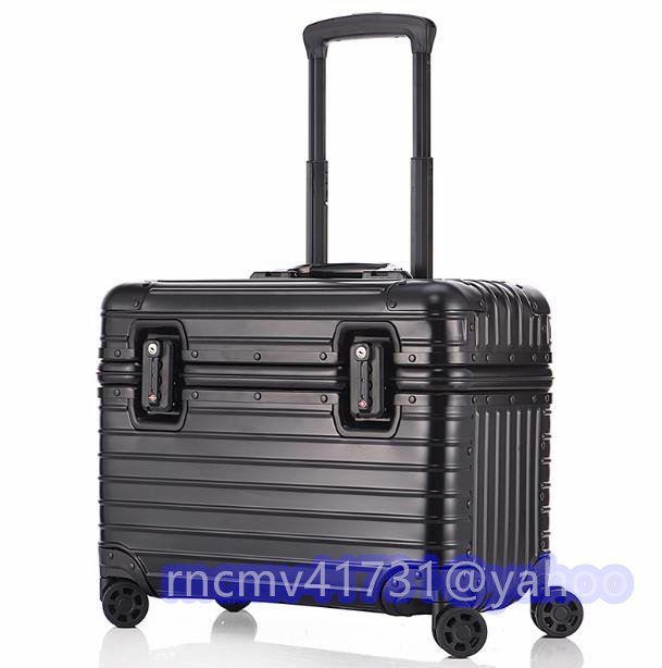 「81SHOP」特売!アルミスーツケース 17インチ ブラック 機内持ち込み 小型 アルミトランク 旅行用品 TSAロック キャリーケース キャ拍卖
