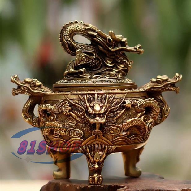 「81SHOP」二龍の珠/竜/香炉/線香立/銅製品/置物/装飾品/工芸品拍卖