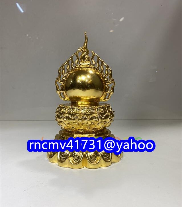 「81SHOP」 極上品 ★真鍮製 火焔宝珠舎利塔 金剛杵 舎利塔 金箔貼り 高さ20cm拍卖