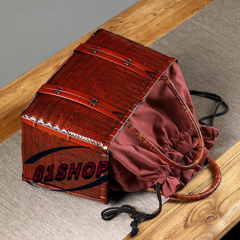 「81SHOP」美品登場★みバッグ 小物入れ籠職人手作り竹編 ハンドバッグ 内布付き拍卖