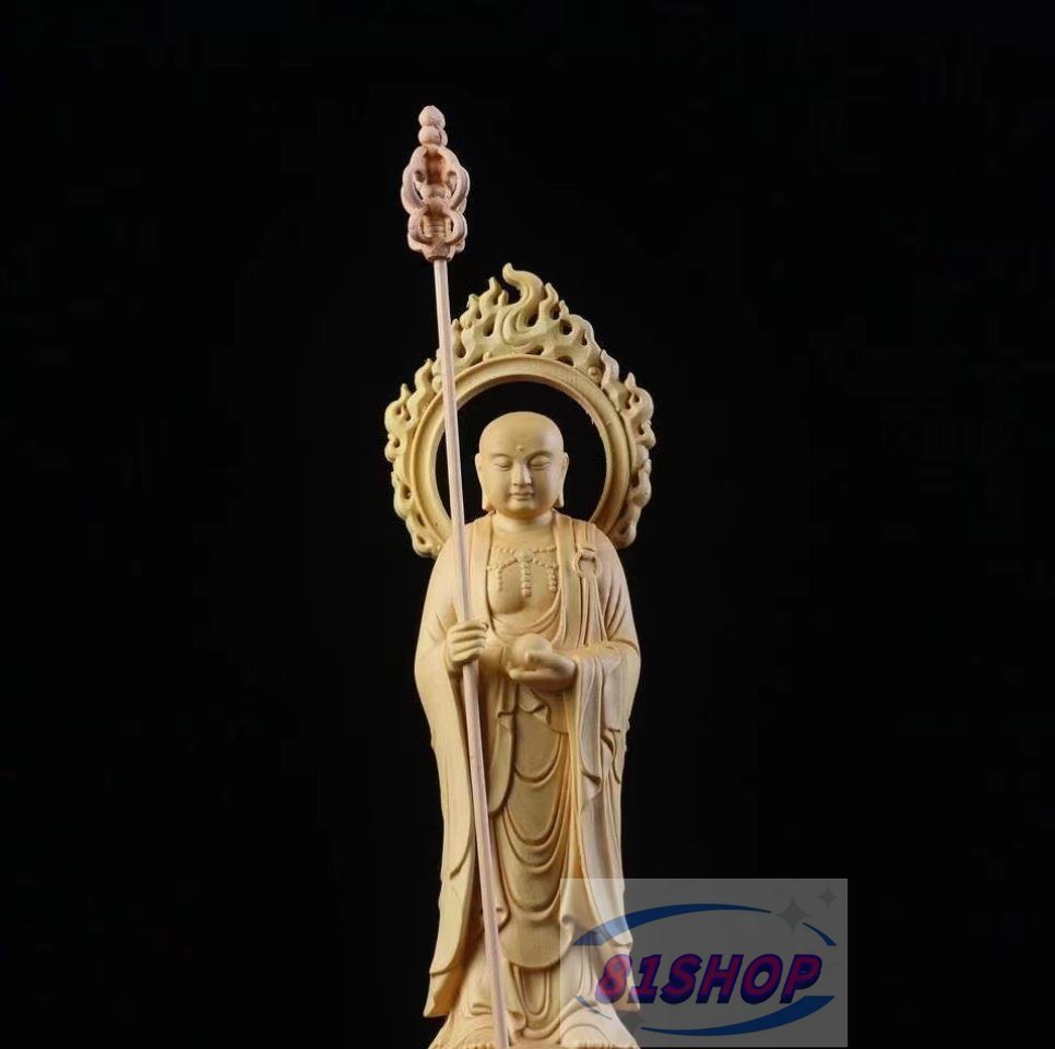 「81SHOP」総檜材 地蔵菩薩立像 仏教美術 精密彫刻 仏像 仏師で仕上げ品拍卖