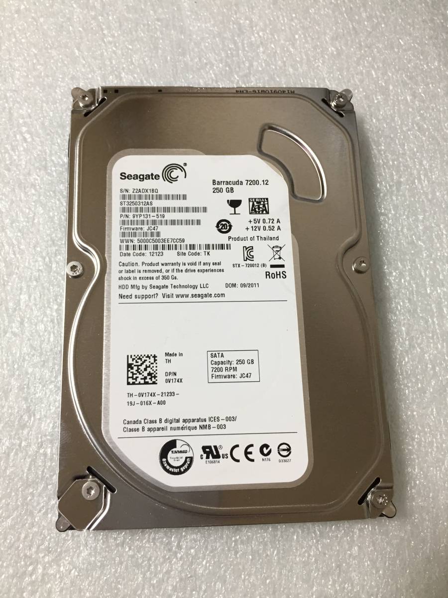 ★10065時間 Seagate ST3250312AS 3.5インチHDD『正常判定』250GB拍卖