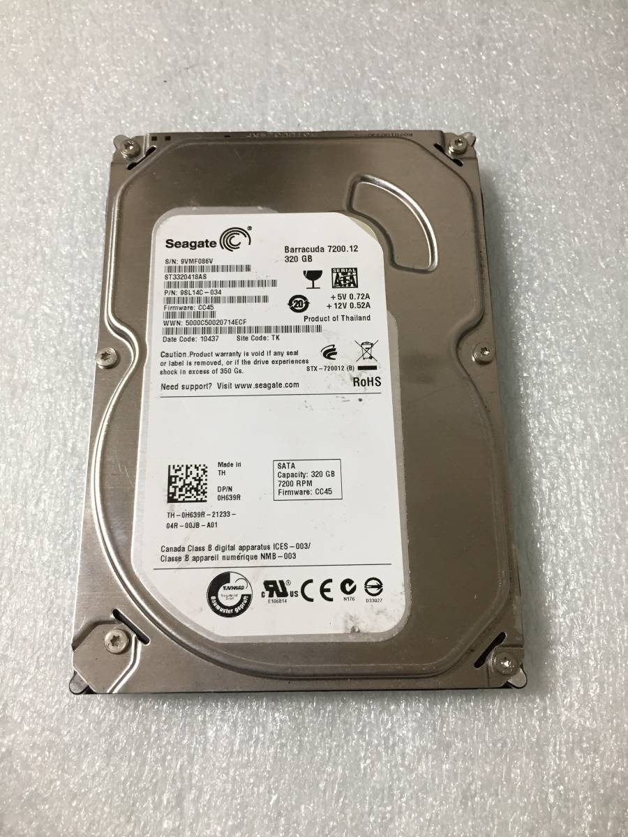 ★14144時間 Seagate ST3320418AS 3.5インチHDD『正常判定』320GB拍卖