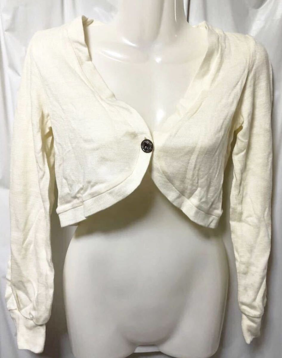 新品 ピンクミックス Pink Mix ボレロ 白 カーデ カーディガン Mサイズ相当 ワンピースと合わせて ボレロカーディガン拍卖