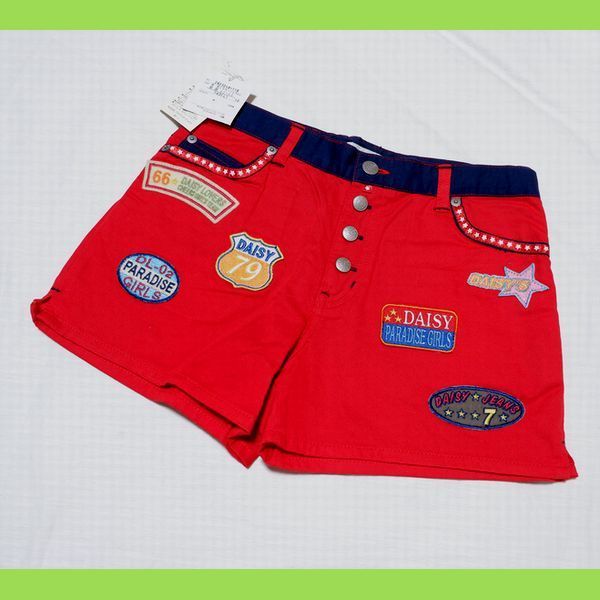 Last デイジーラヴァーズ 160 ショートパンツ キュートワッペン 綿100% 赤×紺拍卖