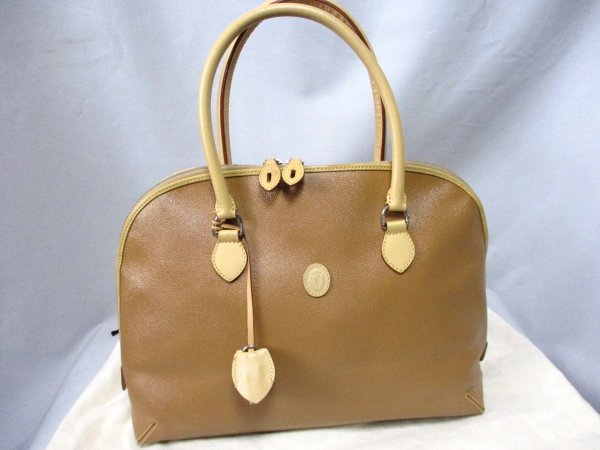 【P062】TRUSSARDI/トラサルディ◇大型ハンドバッグ BR イタリア製 保管袋付 W40cm拍卖