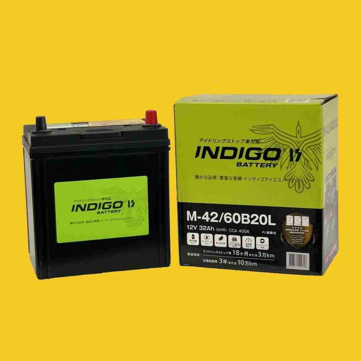 【インディゴバッテリー】M-42/60B20L タント カスタム DBA-LA600S 互換:38B20L,40B20L アイドリングストップ車対応 新品 保証付 即納拍卖