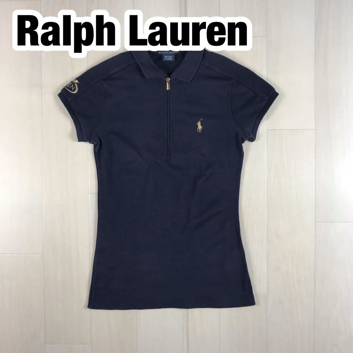RALPH LAUREN ラルフローレン 半袖 ポロシャツ レディースサイズ S ネイビー 刺繍ポニー US OPEN拍卖