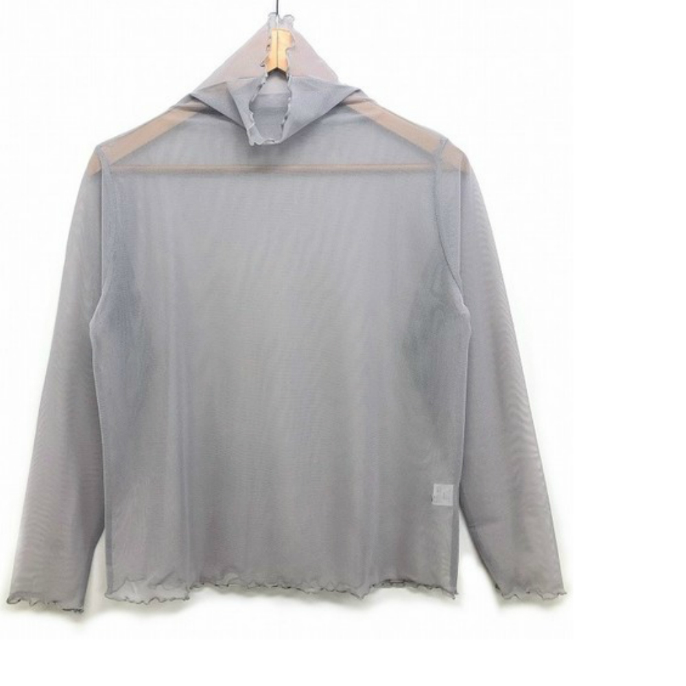 新品●送料無料●チャコールグレー ●ボトルネック ハイネック パワーネット透けカットソー お色いっぱ~い拍卖