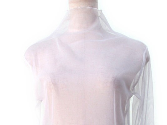 新品●送料無料●白ホワイト ●ボトルネック ハイネック パワーネット透けカットソー お色いっぱ~い拍卖