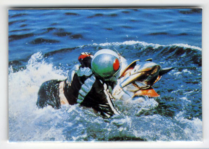 ◆防水対策 厚紙補強 カルビー 仮面ライダーチップスカード(1999 復刻版) 204番 ギリザメスとライダーの戦い トレカ 即決拍卖