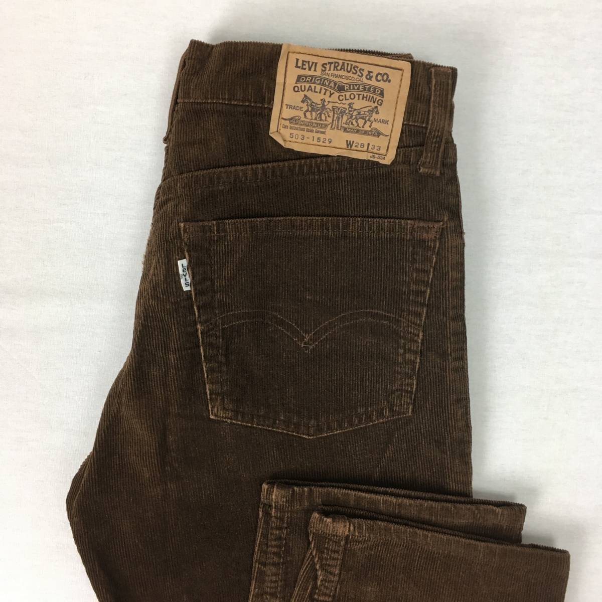 【90s】Levi's リーバイス 503-1529 503-15 90年 日本製 コーデュロイ W28 L33 ブラウン パンツ ホワイトタブ拍卖