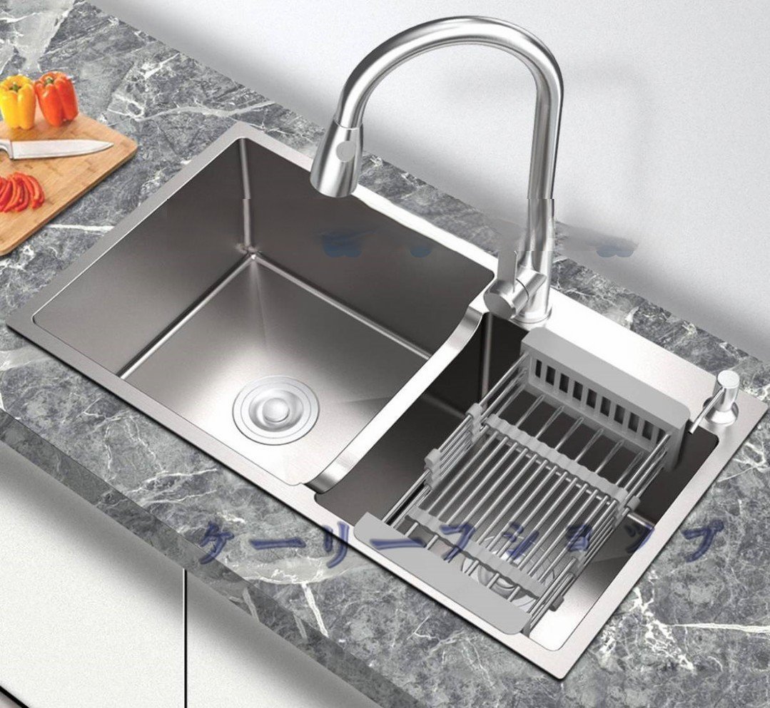 【ケーリーフショップ】2槽シンク ステンレス製流し台 食器洗いシンク野菜シンク 台所 大容量 キッチン用品拍卖