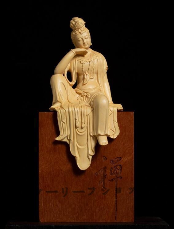 【ケーリーフショップ】木彫 仏像 自在観音 観音菩薩 観音像 置物 彫刻 彫刻工芸品 拍卖