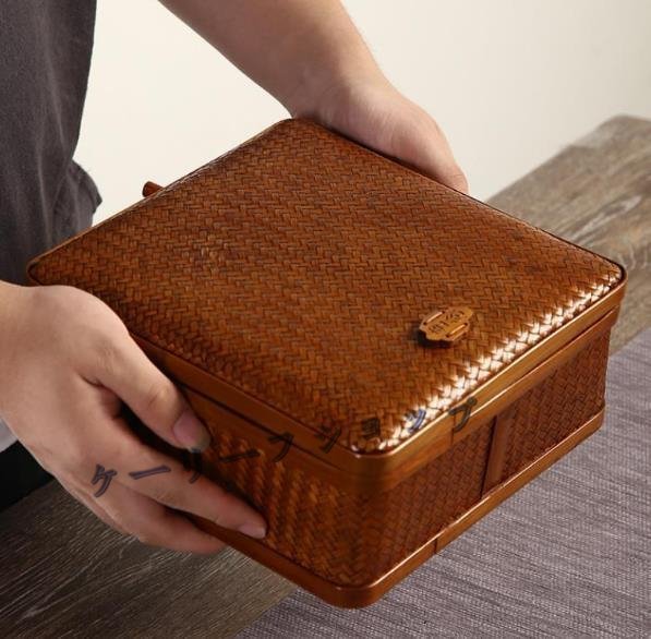 【ケーリーフショップ】竹編煎茶籠 ・和風・ 竹編収納・ 茶箱 ・収納ボックス ・漆器 ・茶器 ・茶道具拍卖