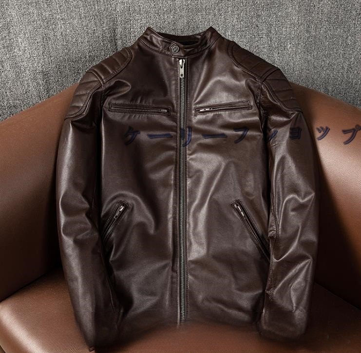 【ケーリーフショップ】メンズ 山羊革 シングルライダース バイクレザー 本革 ゴートスキン レザージャケット拍卖