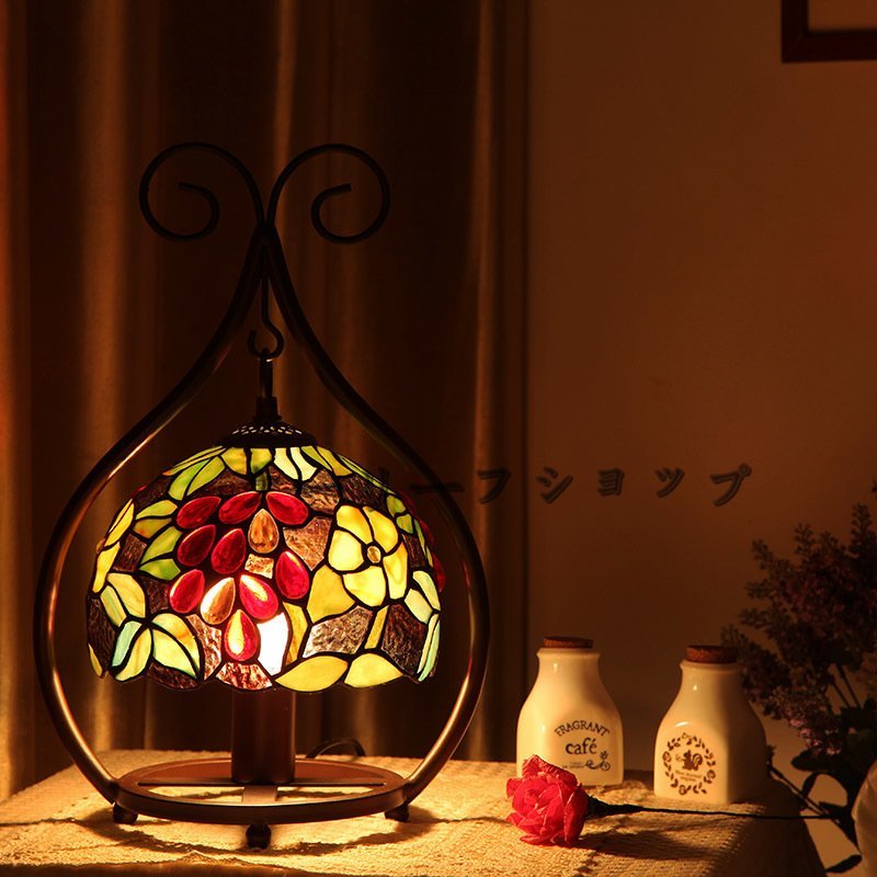 【ケーリーフショップ】ステンドランプ ステンドグラス アンティーク 花柄 レトロな雰囲気がおしゃれ ティファニー ランプ拍卖