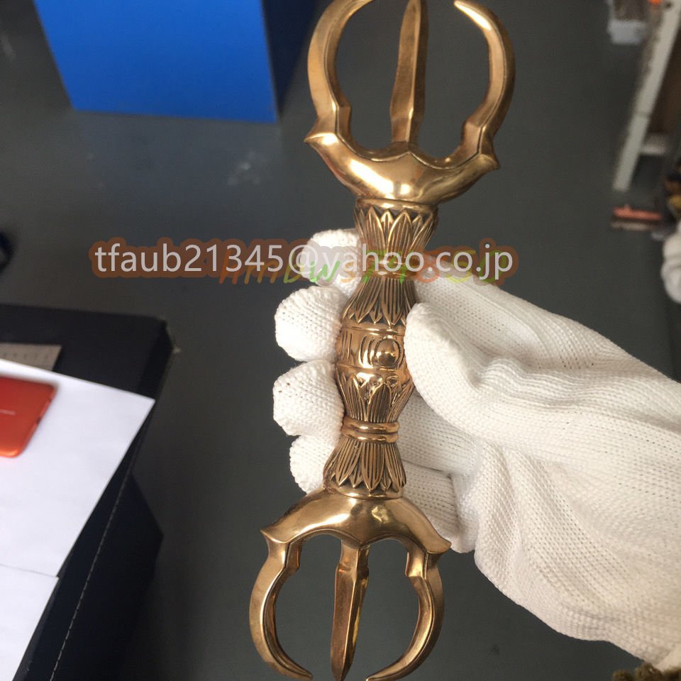【ケーリーフショップ】真言宗 金剛杵 三鈷杵 仏具 銅製 磨き仕上げ 長さ22cm拍卖