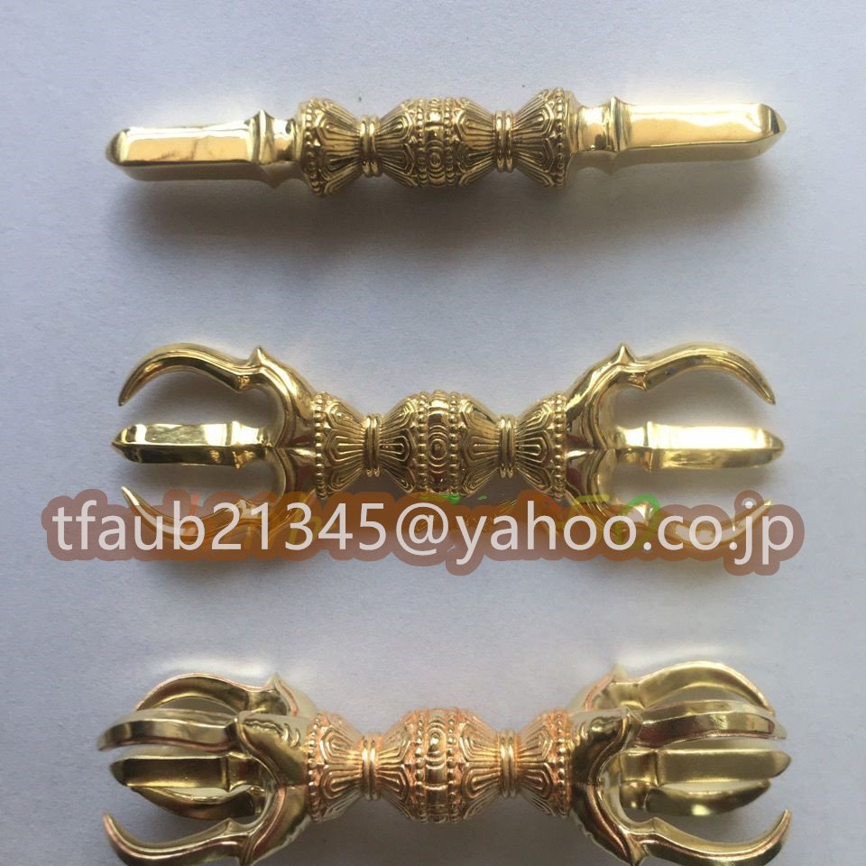 【ケーリーフショップ】真言宗 金剛杵 独鈷杵/三鈷杵/五鈷杵/ 3点セット 仏具 銅製 磨き仕上げ 長さ7cm拍卖