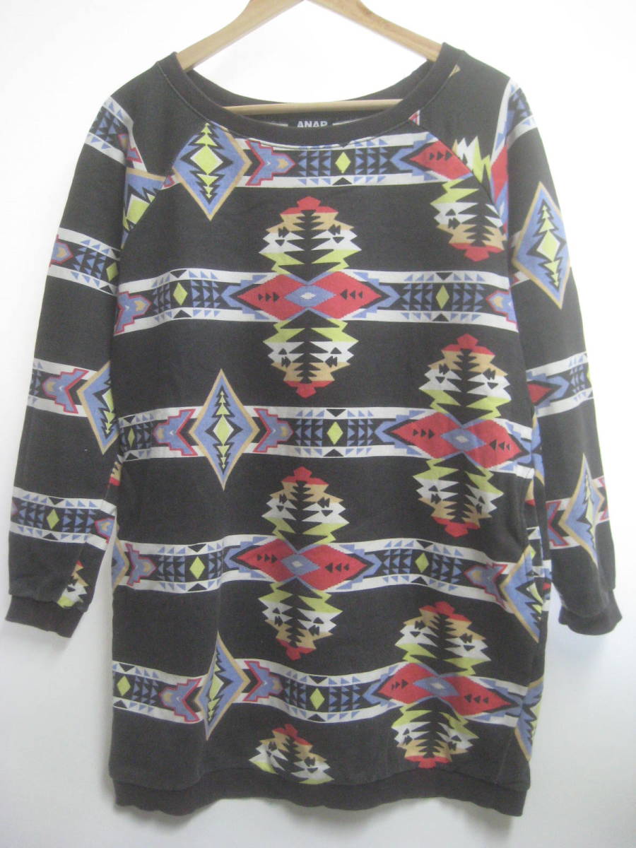 一点物!! ANAP アナップ ネイティブ柄 ロングスウェット サイドポケット付き かなり昔のモデル 希少拍卖