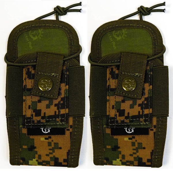 サバゲー ハンディー無線機用 ケース 緑迷彩 2個セット ポーチ ホルダー ラジオポーチ オープントップ Molleモール 装備トランシーバー拍卖