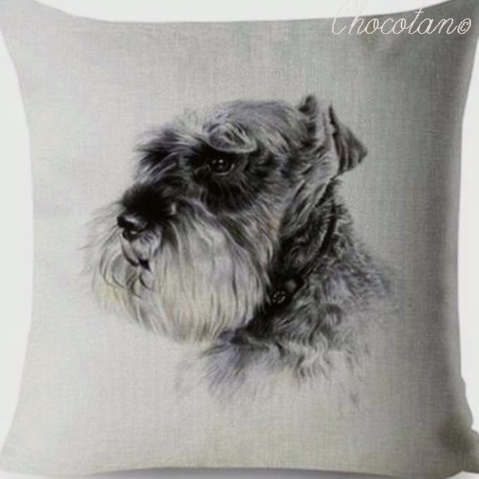 【送料無料】シュナウザー Y デッサン クッションカバー【新品】拍卖
