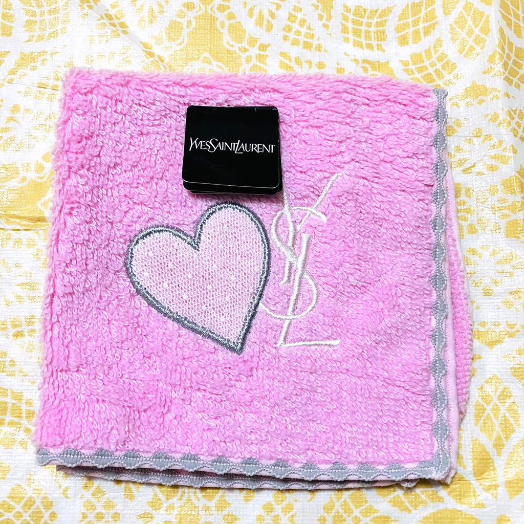 【人気柄】新品/イヴサンローラン/タオルハンカチ/正規品/未使用/YVES SAINT LAURENT/YSL/タグ付き/レディース/ピンク/ハート/日本製拍卖