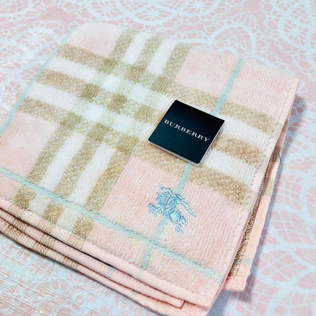 【ベロア】新品/BURBERRY/タオルハンカチ/正規品/綿100%/未使用/即決あり/匿名発送/バーバリー/ノバチェック/人気/定番柄/タグ付き/ピンク拍卖