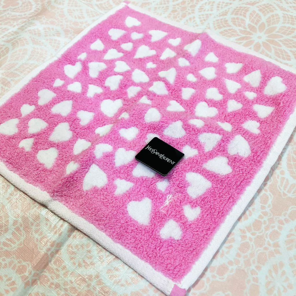 【人気柄】新品/イヴサンローラン/タオルハンカチ/正規品/未使用/YVES SAINT LAURENT/YSL/ハート/レディース/ピンク/ハンドタオル/タグ付拍卖