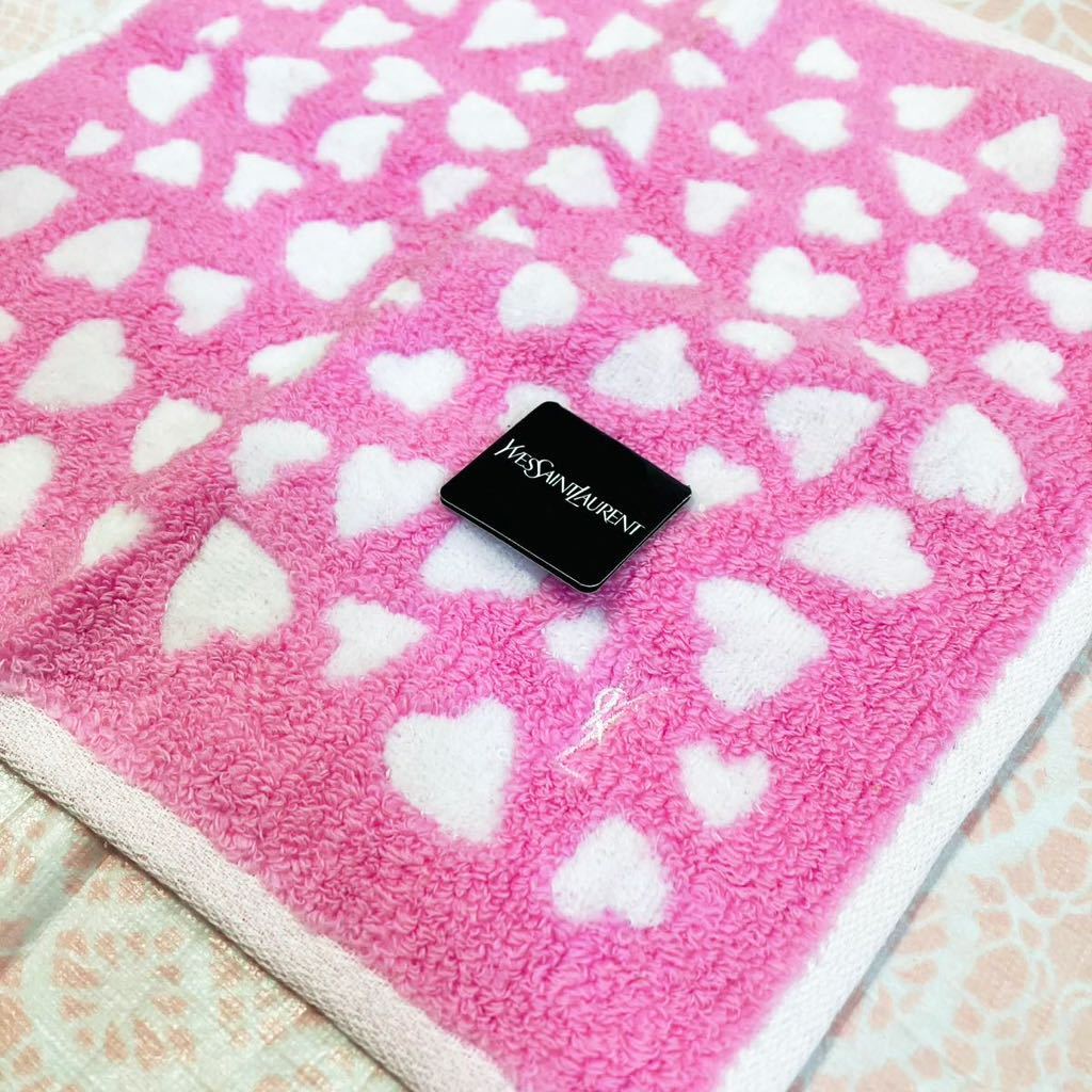 【人気柄】新品/イヴサンローラン/タオルハンカチ/正規品/未使用/YVES SAINT LAURENT/YSL/ハート/レディース/ピンク/タグ付き/ハンドタオル拍卖