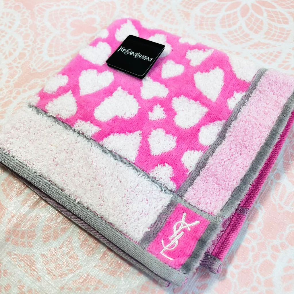 【人気柄】新品/イヴサンローラン/タオルハンカチ/正規品/未使用/YVES SAINT LAURENT/YSL/ハート/レディース/ピンク/ハンドタオル/タグ付/8拍卖