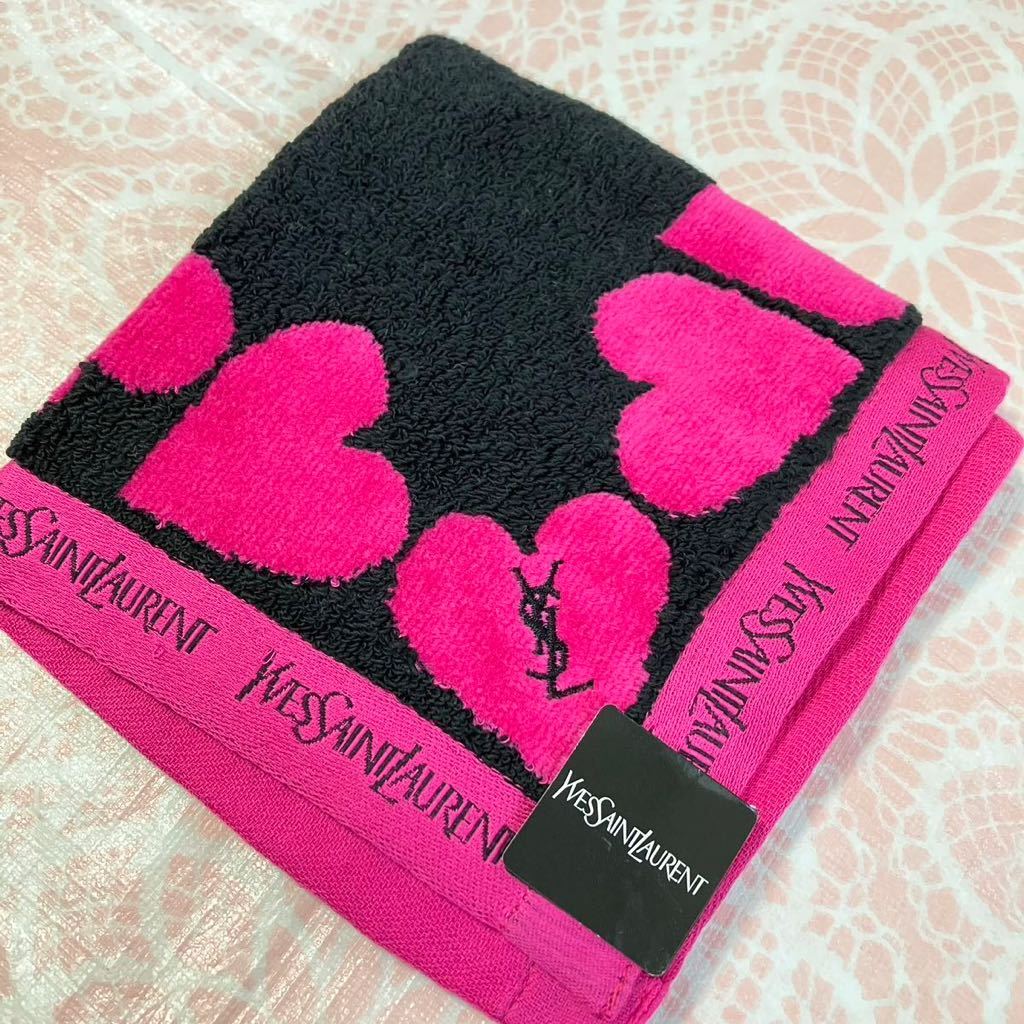 【人気柄】新品/イヴサンローラン/タオルハンカチ/正規品/未使用/YVES SAINT LAURENT/YSL/綿100% /タグ付き/ピンク/大判/日本製/ハート/285拍卖