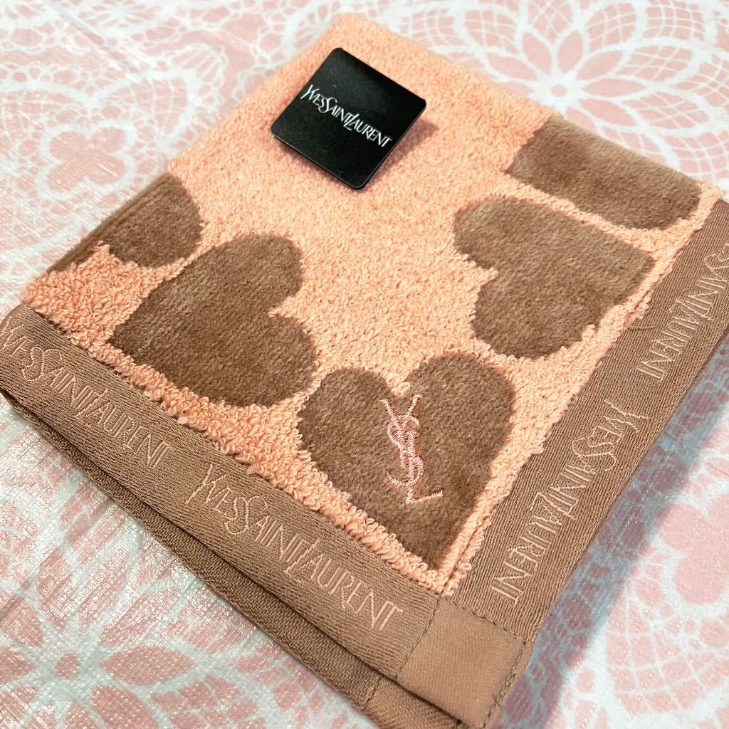 【人気柄】新品/イヴサンローラン/タオルハンカチ/正規品/未使用/YVES SAINT LAURENT/YSL/綿100% /ピンク/大判/日本製/ハート/タグ付き/28拍卖