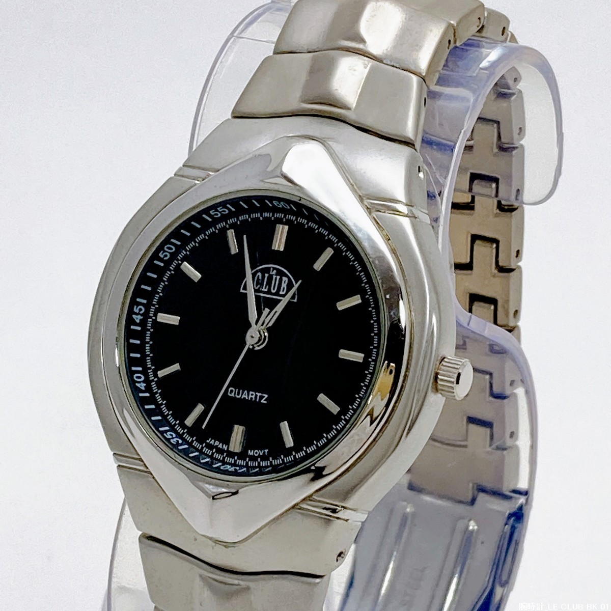 【未使用 / 即決 / 送料230円】 LE CLUB ファッションウォッチ 日本製ムーブメント / Wロック三折れバンド メンズ腕時計 No.30307-1拍卖