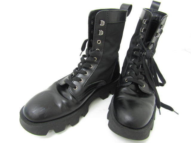 PRADA プラダ 2020SS ロゴプレート レースアップ ブーツ 2UE006 ▼SB4654拍卖