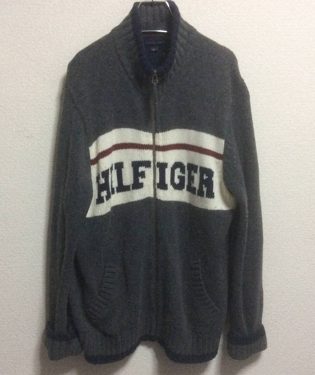 TOMMY HILFIGER (トミー) 襟付きフルジップ ニット メンズ L/G 中古 ビックロゴ ジャケット拍卖