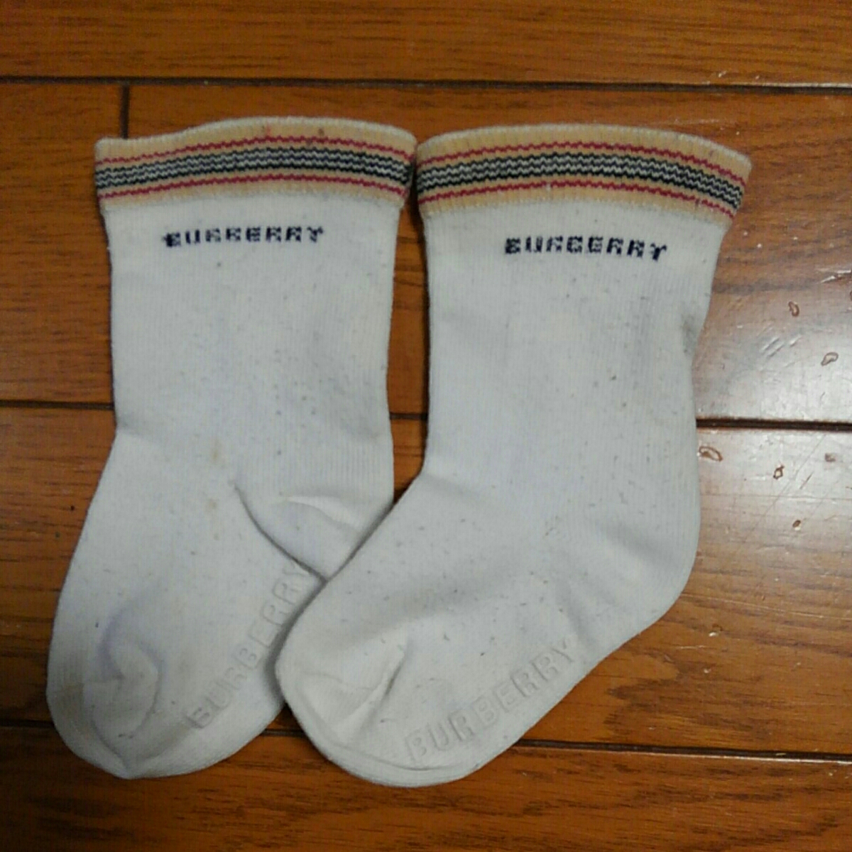 BURBERRY バーバリー 子ども用ソックス 9~11㎝ 白 中古 難あり拍卖