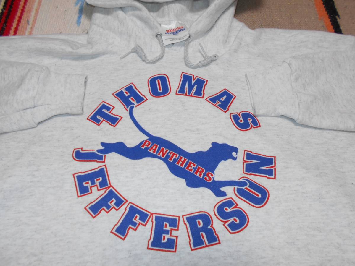 1990SへインズHANES THOMAS JEFFERSON PANTHERS ATHLETIC DEPTカレッジ アスレティック ビ ンテージ スウェット パーカー フットボール拍卖