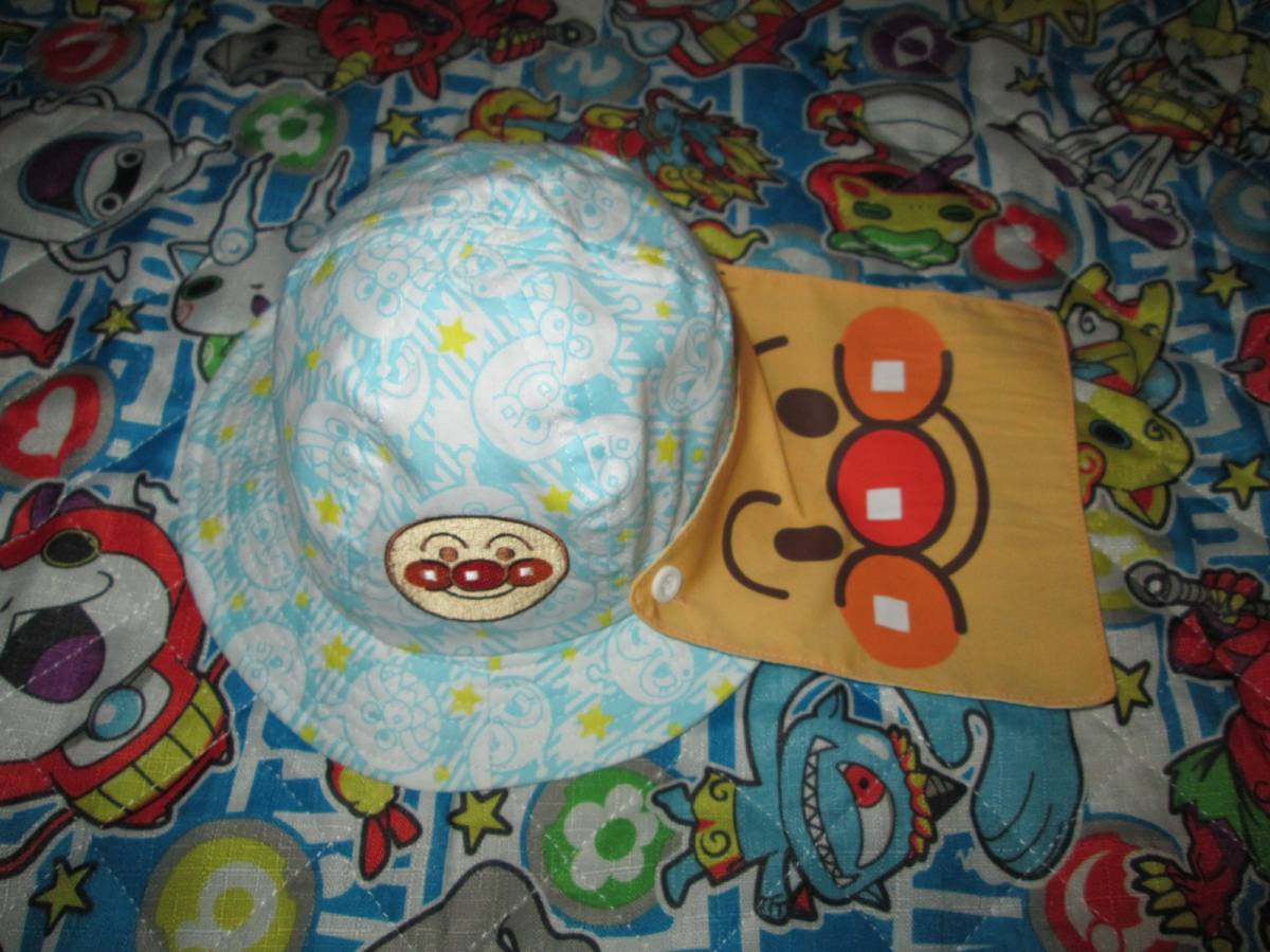 〇新品♪アンパンマン日よけつき帽子48cm水色〇拍卖