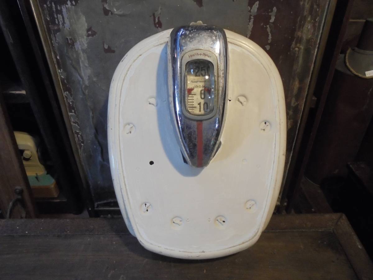 【アメリカンアンティーク体重計】ヘルスメーターポンド古道具インテリアインダストリアル骨董健康器具身長計アイアンメタルアナログ拍卖