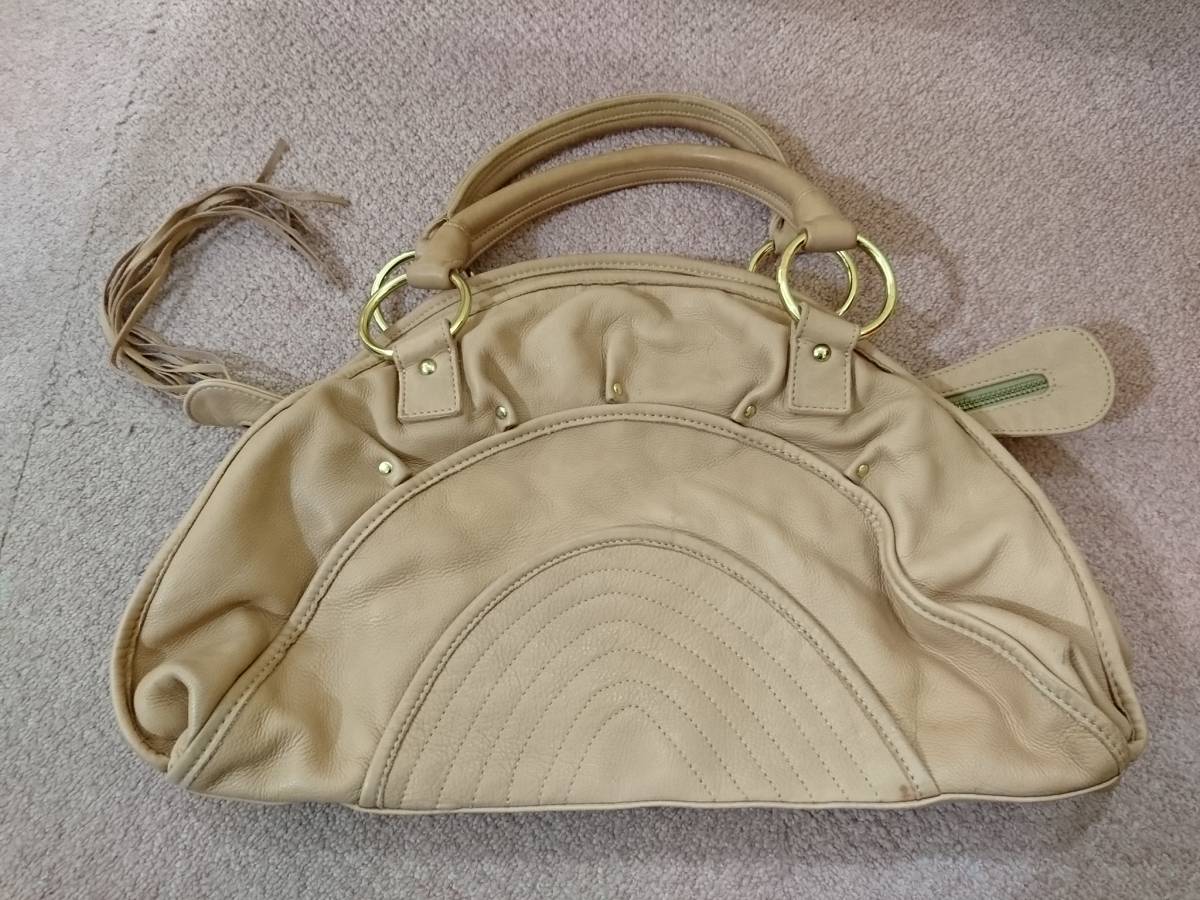 BULGA ブルガ ハンドバッグ レザー ピンク系(肌色系) フリンジ拍卖