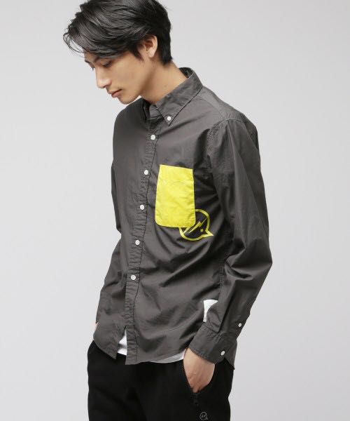 新品未使用VFS1055サイズL【DENIM BY VANQUISH & FRAGMENT紳士長袖アイコンブロードシャツDグレー 】メンズ拍卖